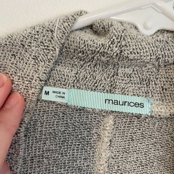 MAURICES Dark Gray Light Gray Colorblock Terry Cloth Open Front Cardigan Sweater - Picture 2 of 14